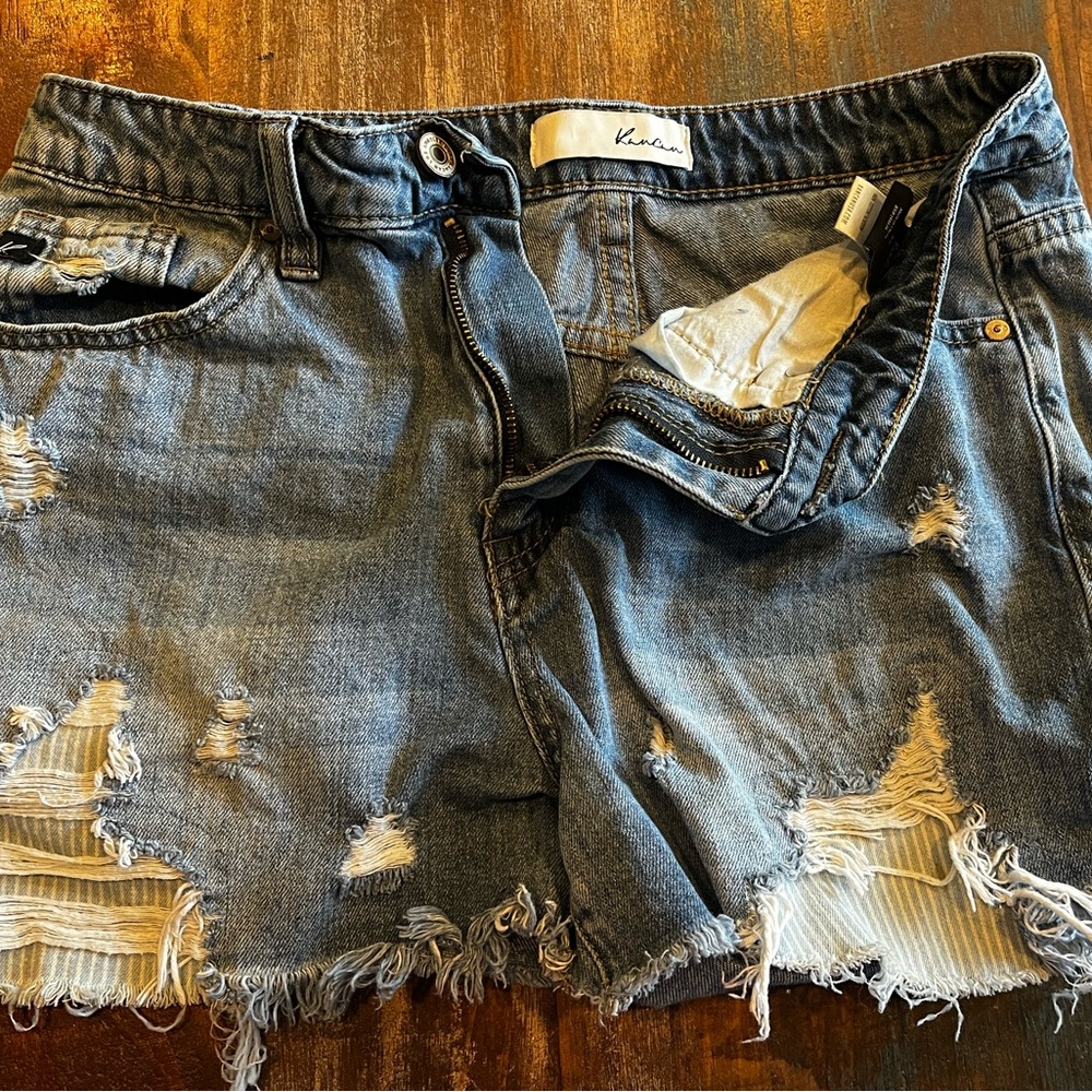 KanCan Distressed Jean Shorts - Blue